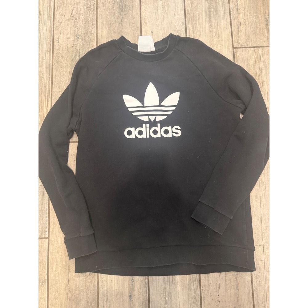 Adidas Originals Womens Trefoil Logo Crewneck Sweatshirt Black XL Pullover